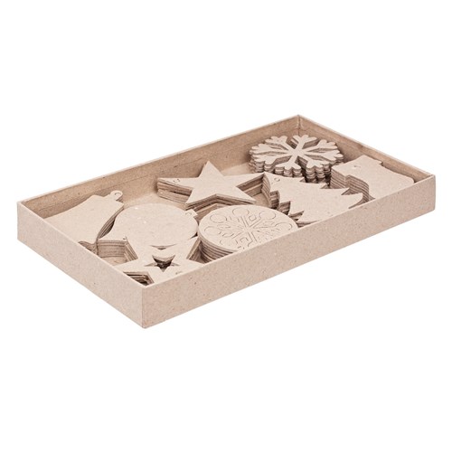 Zart Papier Mache Christmas Shapes Eight Assorted Designs Brown Pack  of 80