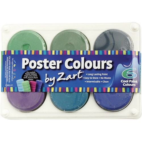 Zart Poster Colours Paint Assorted Cool Colours Pack  of 6