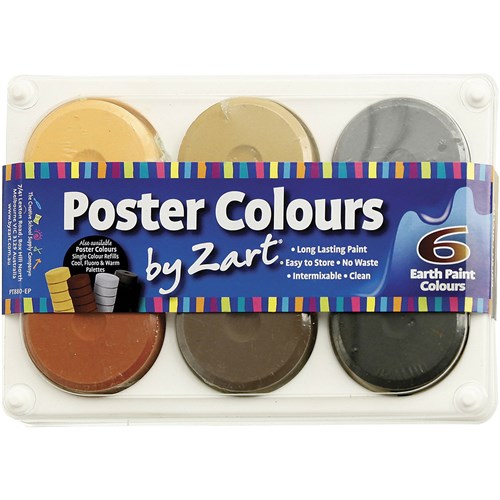 Zart Poster Colours Paint Assorted Earth Colours Pack  of 6