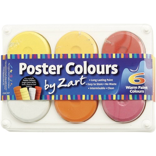 Zart Poster Colours Paint Assorted Warm Colours Pack  of 6