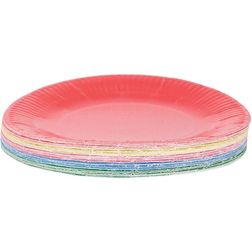 Zart Paper Plates Assorted 230mm Bright Colours Pack  of 50