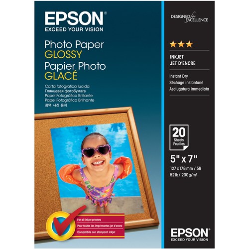 Epson Glossy Photo Paper 5x7 Inch 200gsm Pack  of 20
