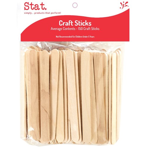 Stat Pop Sticks Wooden Plain Brown Pack  of 150