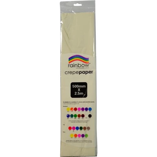 Rainbow Crepe Paper 500mm x 2.5m White