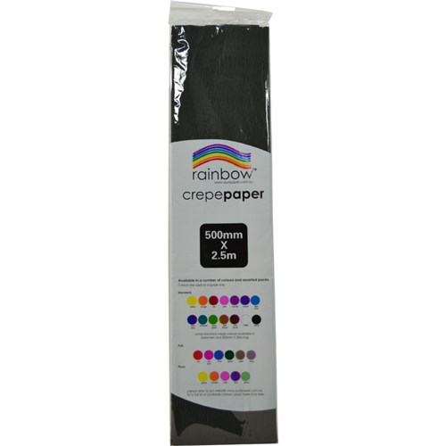 Rainbow Crepe Paper 500mm x 2.5m Black