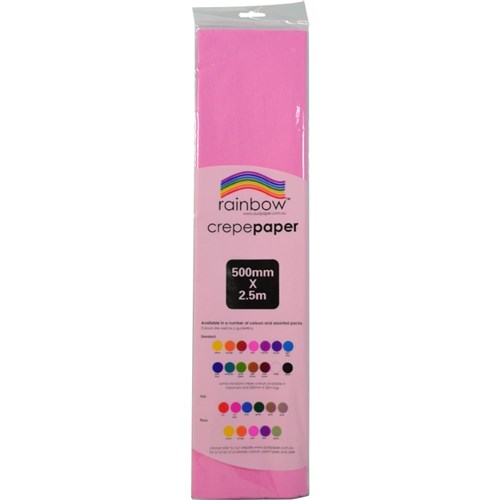 Rainbow Crepe Paper 500mm x 2.5m Pink