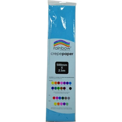 Rainbow Crepe Paper 500mm x 2.5m Light Blue