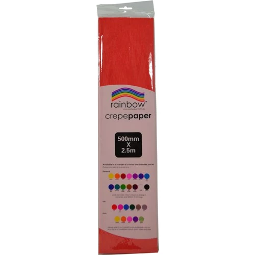 Rainbow Crepe Paper 500mm x 2.5m Red