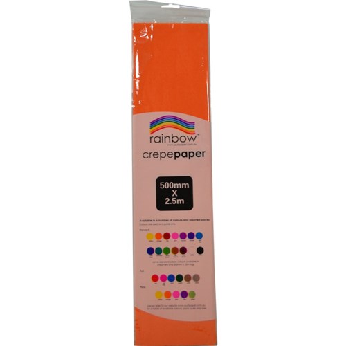 Rainbow Crepe Paper 500mm x 2.5m Orange
