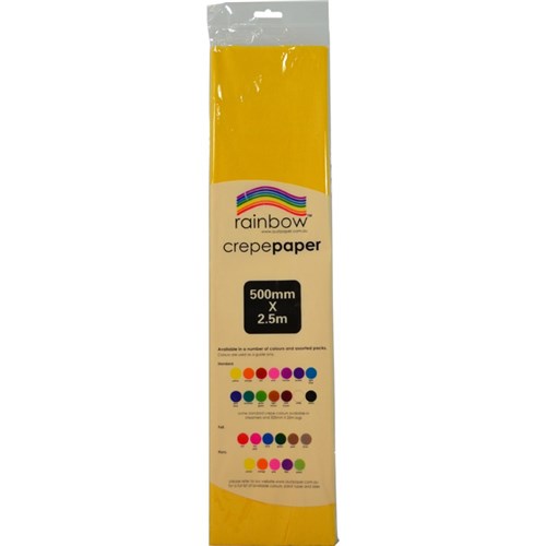 Rainbow Crepe Paper 500mm x 2.5m Yellow