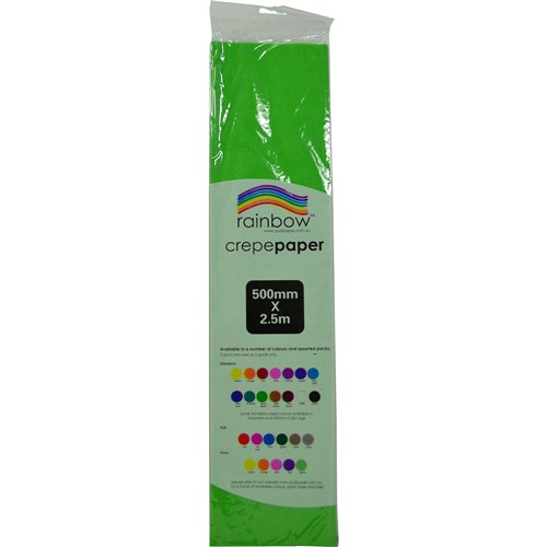 Rainbow Crepe Paper 500mm x 2.5m Grass Green