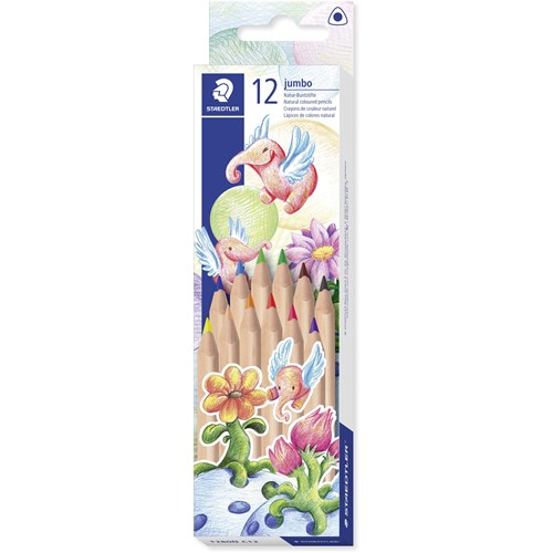 Staedtler Natural Jumbo Coloured Pencils Triangular Assorted Pack  of 12