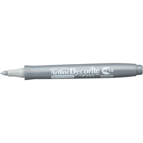 Artline Decorite Metallic Markers Bullet 1.0mm Silver Box  Of 12