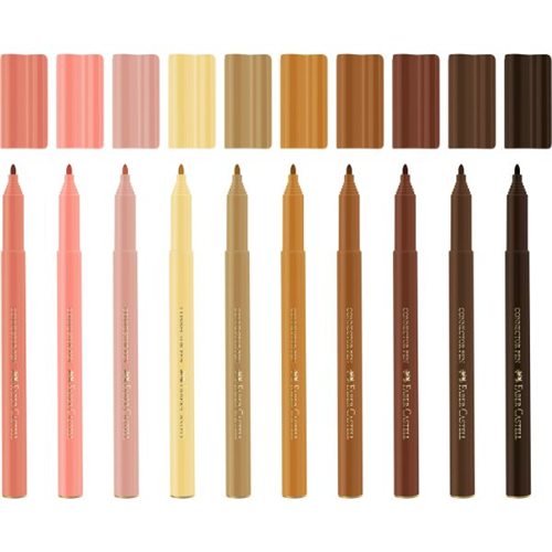 Faber-Castell Connector Pen Colour Markers Skin Tone - Pack  of 10