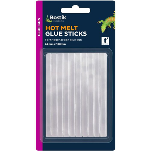 Bostik Hot Melt Glue Sticks 7.2mm x 100mm Pack 10