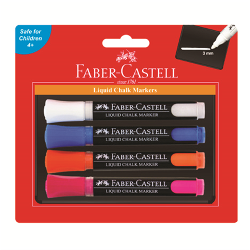 Faber-Castell Liquid Chalk Markers Assorted - Pack  of 4