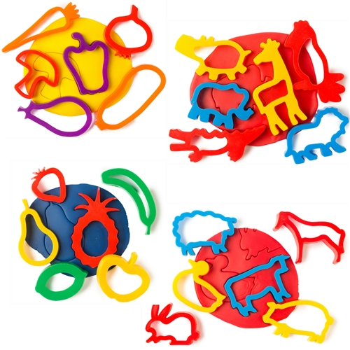 EC Dough Cutters Set of 4 Fruit Vegetables Farm and Jungle Animals