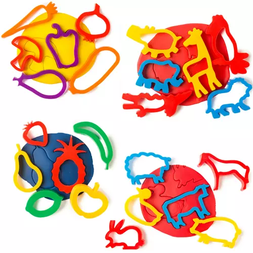 EC Dough Cutters Set of 4 Fruit Vegetables Farm and Jungle Animals