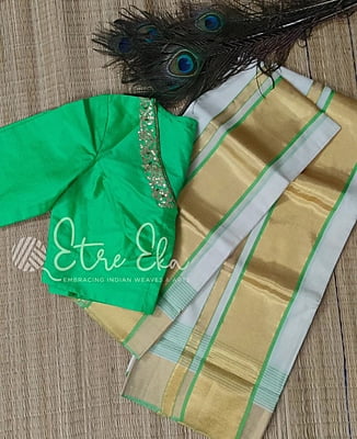Saree Blouse- Hand Embroidered Silk Cotton Blouse 