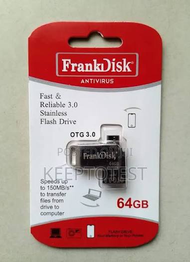 FrankDisk Antivirus 64gb Stainless OTG Flash Drive With Memory Card Space