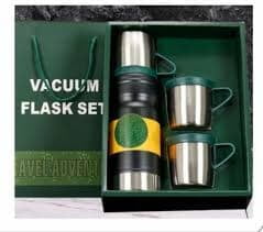 HIGH QUALITY 1L VACUUM FLASK WITH 2 CUPS - 12 HOURS HOT/ COLD PRESERVATION