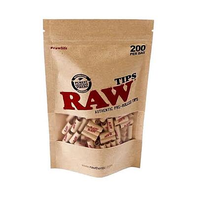 Filtros Carton prerolados en bolsa RAW - Caja (180 pzas)