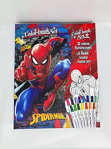 32PG COLOURING BOOK WITH PENS SPIDER MAN