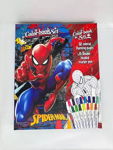 32PG COLOURING BOOK WITH PENS SPIDER MAN