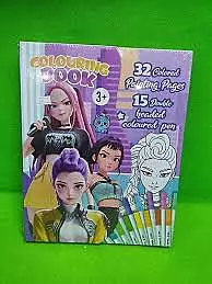 32PG COLOURING BOOK  WITH PENS HUNTRIX