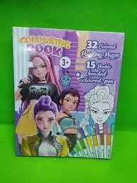 32PG COLOURING BOOK  WITH PENS HUNTRIX
