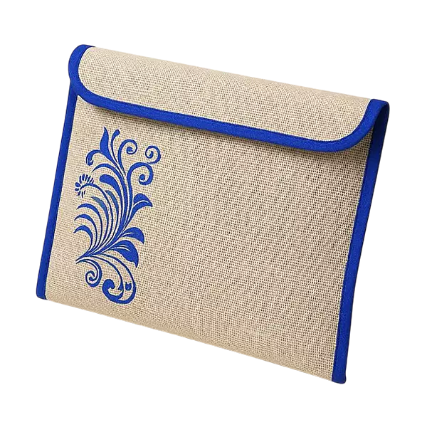Elegant Natural Jute Folder with Floral Design