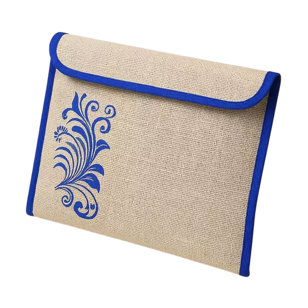 Elegant Natural Jute Folder with Floral Design