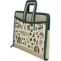 Tribal Print Jute Office Folder with Handle