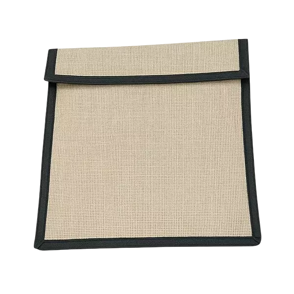 Elegant Natural Jute Folder with Blue Floral Design