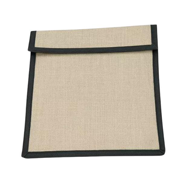 Elegant Natural Jute Folder with Blue Floral Design