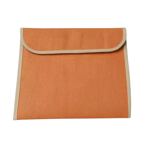 Elegant Natural Jute Folder with Blue Floral Design 1