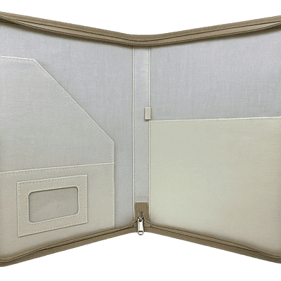 Jute and Canvas Executive Folder with Zipper