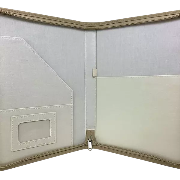 Jute and Canvas Executive Folder with Zipper