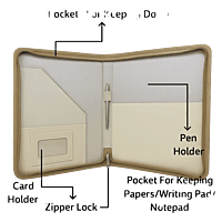 Jute and Canvas Executive Folder with Zipper