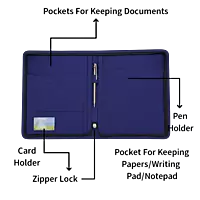 Premium Blue Fabric Folder with Functional Compartments
