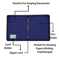 Premium Blue Fabric Folder with Functional Compartments