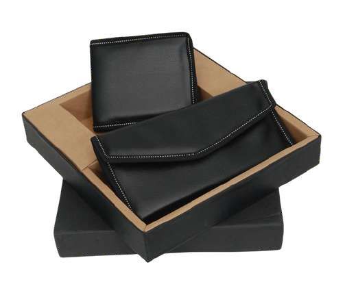 PROMOTIONAL BLACK  LEATHERITE WALLETS SET
