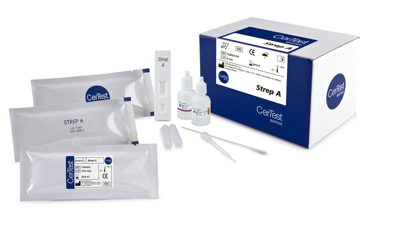 Prueba para detección cualitativa de Estreptococo A en Cassette - Caja con 20 pruebas -CerTest