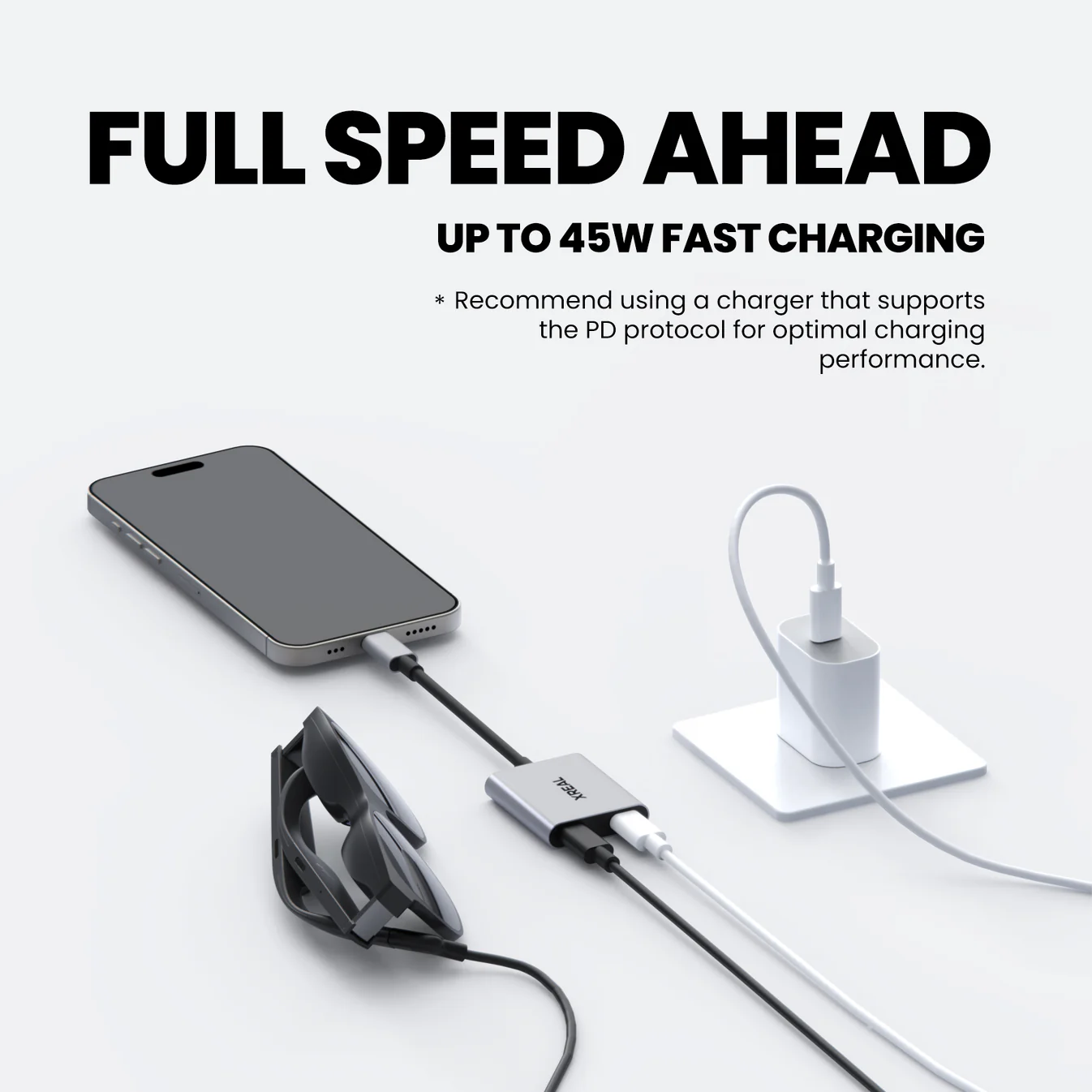 XREAL Hub – Dual USB-C Adapter for Xreal AR Glasses, 120Hz, Fast Charging