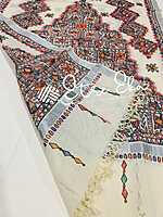 Kerala Handloom Cotton  Dupatta with Silver Jari and all over hand painted Madhubani art