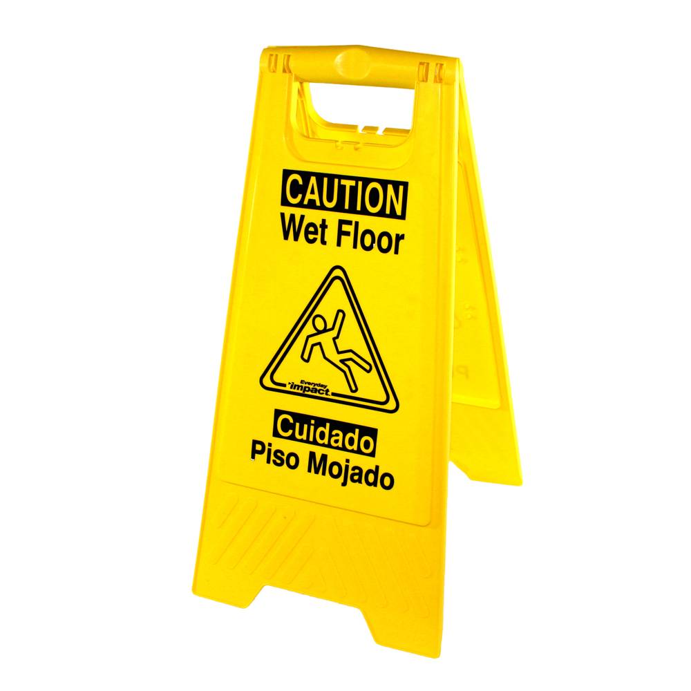 Hospeco Wet Floor Sign Yellow English/Spanish 1 / ea