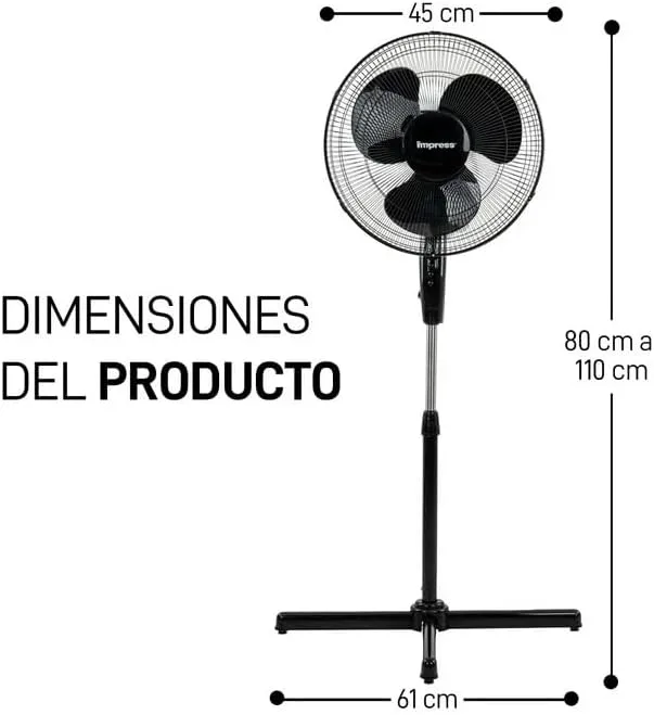 Impress Handi-Fan Oscillating Stand Fan, 52inH x 21inW x 16inD, White