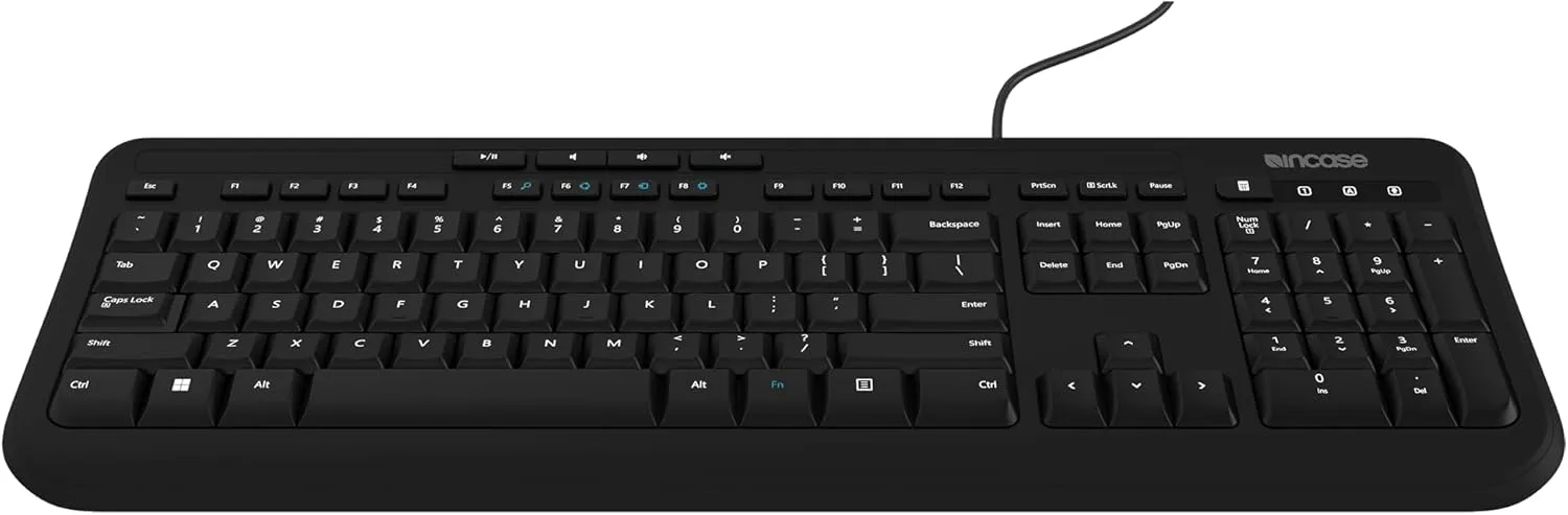 Incase Wired Keyboard 600 – Designed by Microsoft – Spill Resistant, Quiet Touch Keys, Plug and Play, 4 Hotkeys