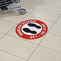 INCOM Indoor Vinyl Workplace Social Distancing Anti-Slip Floor Sign, 17 Inch, Green/White - Please Wait HERE