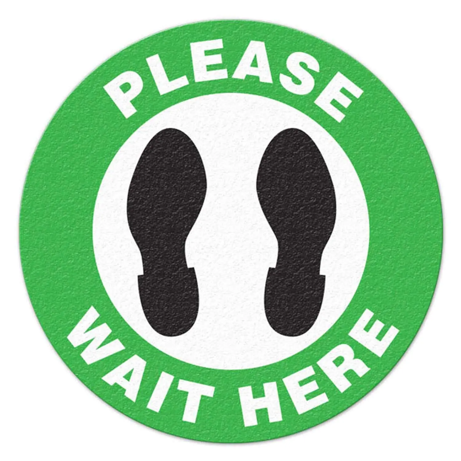 INCOM Indoor Vinyl Workplace Social Distancing Anti-Slip Floor Sign, 17 Inch, Green/White - Please Wait HERE